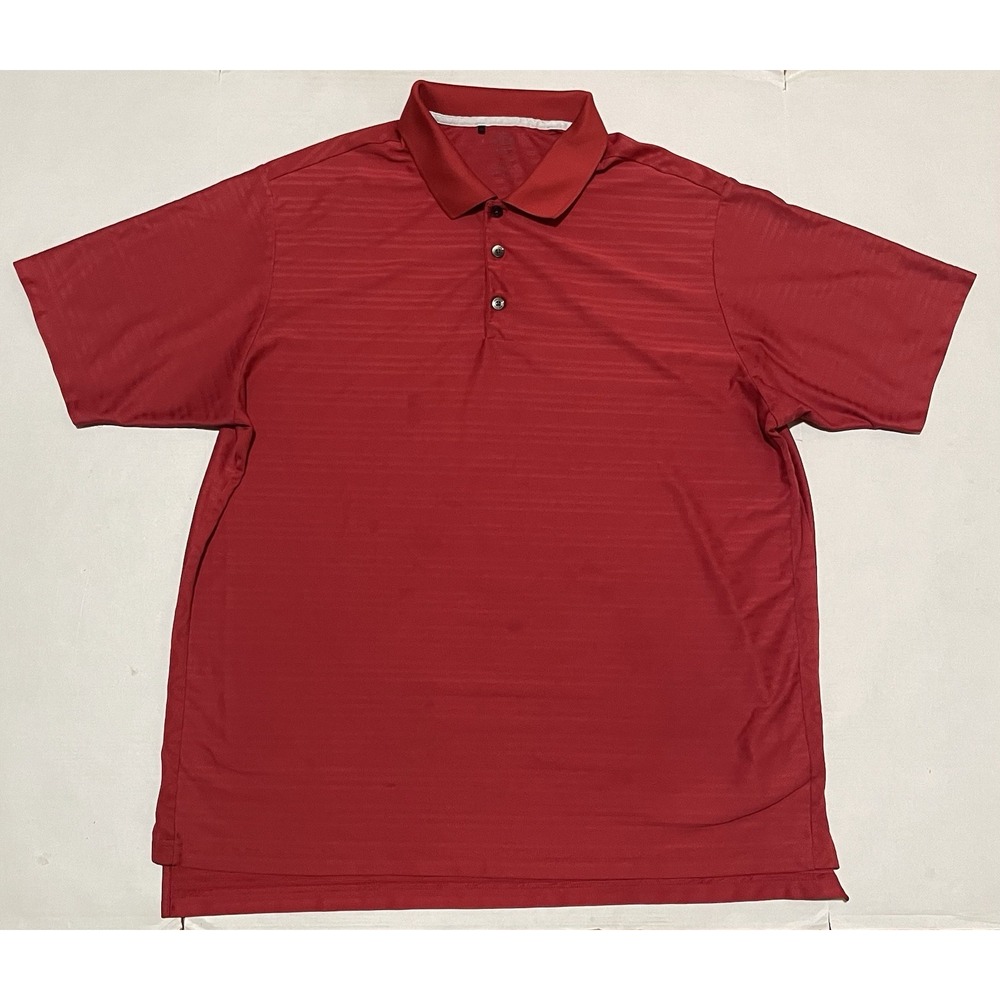Adidas Shirt Mens Size XXL Red Climacool Striped Performance Golf Polo